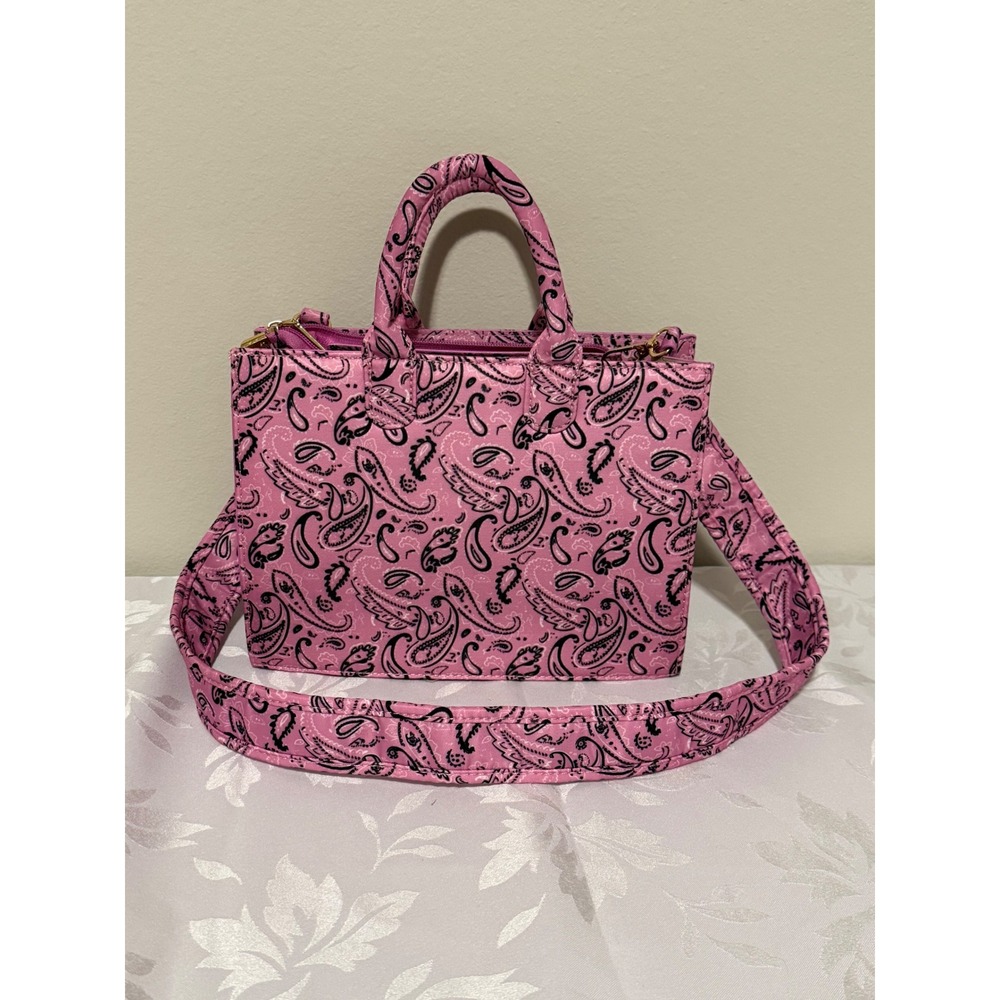 NEW! Hello 3am Pink Paisley Bandana Print Satchel Crossbody Bag Y2K Casual